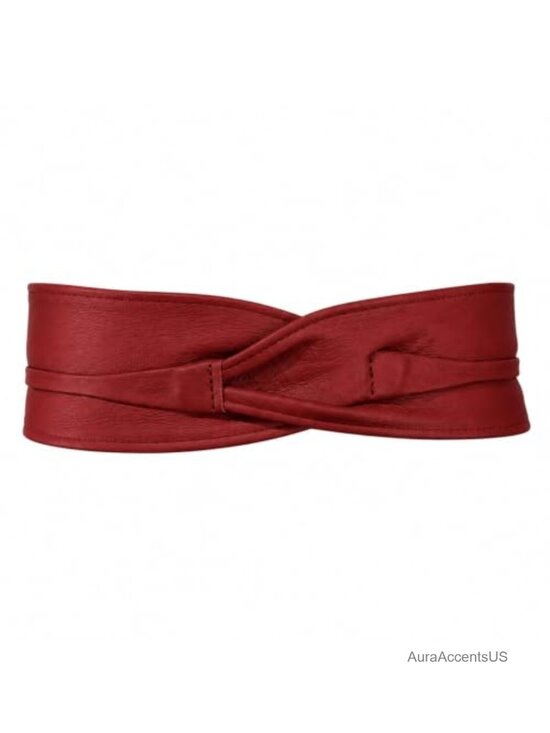 Italian Full Grain Leather Obi Belt - Wide Adjustable Tie Belt main image 6